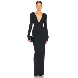 Helsa Jersey Deep V Maxi Dress black size S NWT